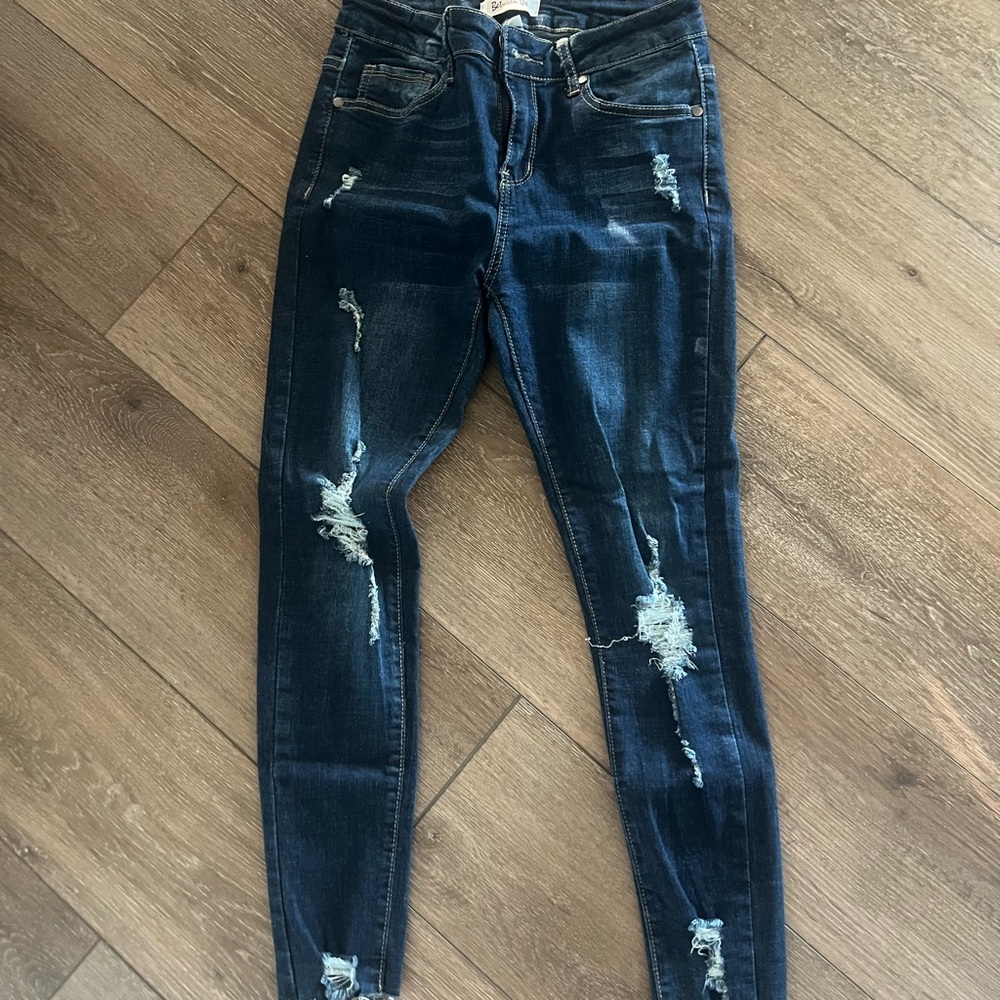 Dark Blue Distressed Skinny Jeans